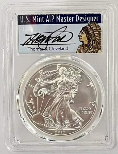 2017-W 済磨きシルバーイーグル PCGS SP70発行初回クリーブランドポップ。 250個中-