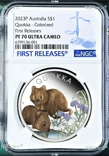 2023年 オーストラリア クオッカ シルバー カラープルーフ NGC PF70 ダブルデート 1オンス 1ドルコイン FR