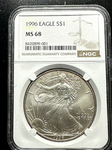 1996年アメリカンイーグル銀貨、NGCグレードms68、1オンス純銀