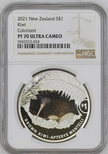 1オンス シルバー コイン 2021 ニュージーランド $1 キウイ カラー化 NGC PF70 ウルトラ カメオ ポップ 11!