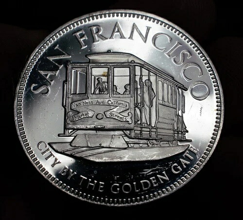 1971年 サンフランシスコ カリフォルニアシティ ゴールデンゲート 925シルバー アートバー ラウンド C1829