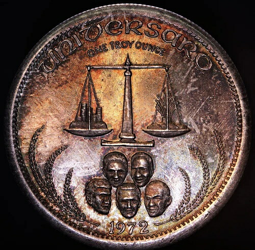 1972年 Universaro World Trade TONED 1oz 999 FINE シルバーラウンド TONING!!! C4011｜WORLD RESOURCE【QUEEN店】