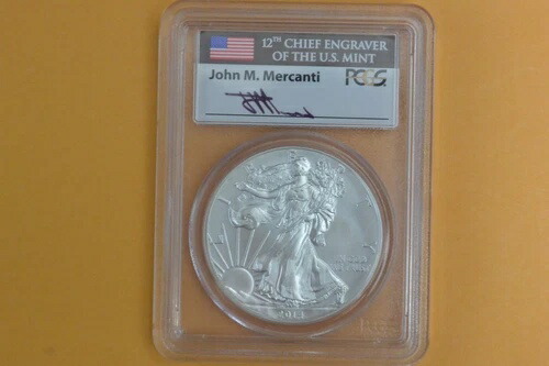 2014 W (バーニッシュ加工) シルバーイーグル PCGS MS70 ジョン・マーカンティ - スポット