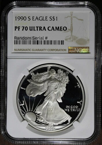 1990-S (PF70 ウルトラカメオ) プルーフ アメリカン シルバー イーグル $1 ASE NGC