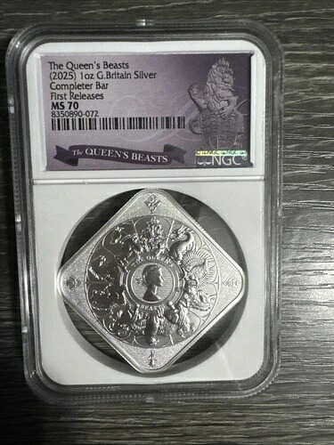2025年 英国 クイーンズビースト コンプリーターバー 1オンス 1オンス シルバーバー NGC MS70 手持ち｜WORLD RESOURCE【QUEEN店】