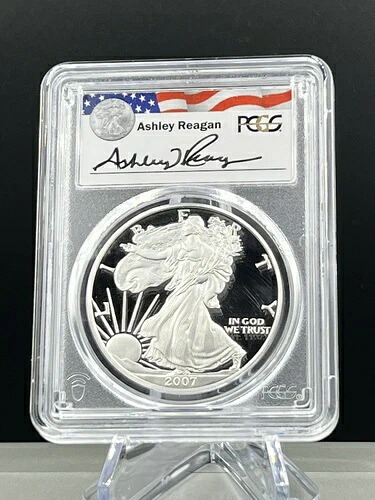 2007-W 1ドル アメリカン シルバー イーグル ドル PCGS PR70 DCAM アシュリー・レーガン署名 59,400円