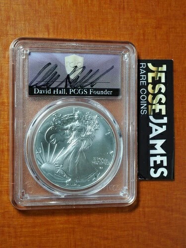 2025年 1ドル アメリカン シルバー イーグル PCGS MS70 デビッド・ホール サイン入り 発行初日 FDI