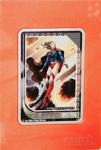 2023 - スーパーガール - #91/150- DC COMICS ミントトレーディングカード 1オンス シルバーコイン $2