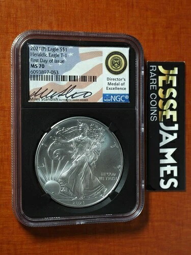 2021 (P) シルバーイーグル NGC MS70 FDI マイルズ スタンディッシュ フィラデルフィア 緊急発行