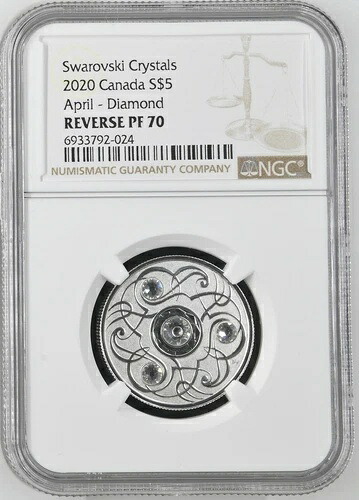 2020年 カナダ誕生石 ダイヤモンド スワロフスキークリスタル 5ドル銀貨 NGC PF70 - F18