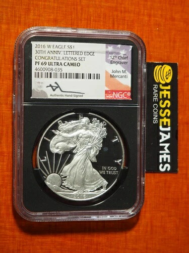2016 W プルーフ シルバーイーグル NGC PF69 ウルトラカメオメルカンティ おめでとうセット-