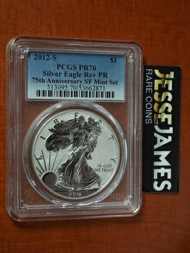 2012 S リバースプルーフ シルバーイーグル PCGS PR70 サンフランシスコセット ブルーラベル