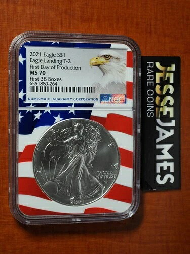 2021年 1ドル シルバーイーグル NGC MS70 製造初日 FDP 初回38箱 タイプ2 59,400円