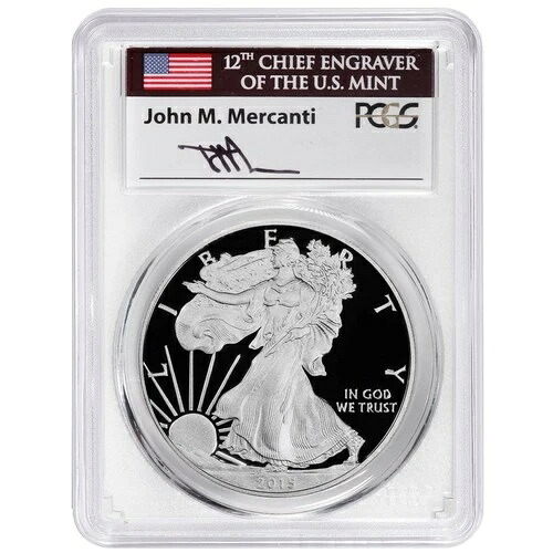 2015-W プルーフ 1ドル アメリカン シルバー イーグル PCGS PR70DCAM ジョン・マーカンティ シグネチャー