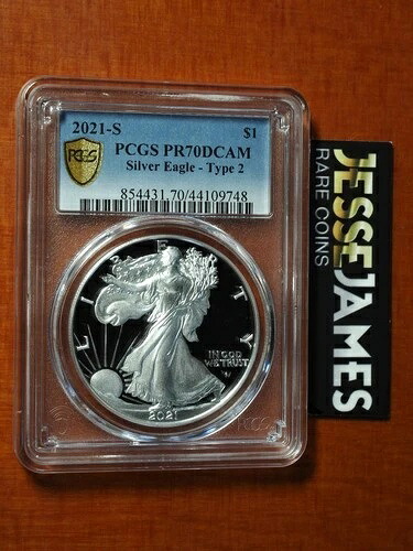 2021 S プルーフ シルバー イーグル PCGS PR70 DCAM ゴールドシールド ブルーラベル タイプ2