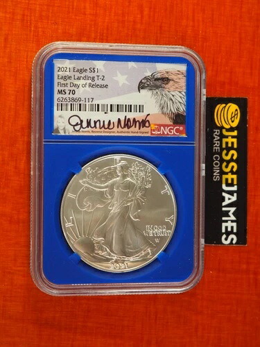 2021 シルバーイーグル NGC MS70 ジェニー・ノリス サイン入り 発売日初日 FDOR タイプ2