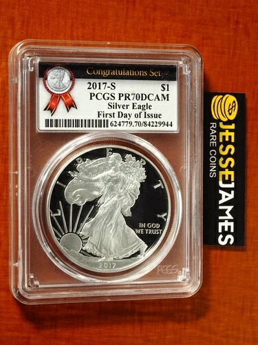 2017 S プルーフ シルバー イーグル PCGS PR70 発行初日 コングラチュレーションズセットより