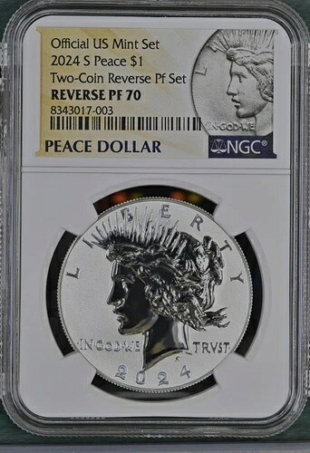 2024 S ピース シルバー ダラー イーグル 1 ドル リバース プルーフ NGC PF70%