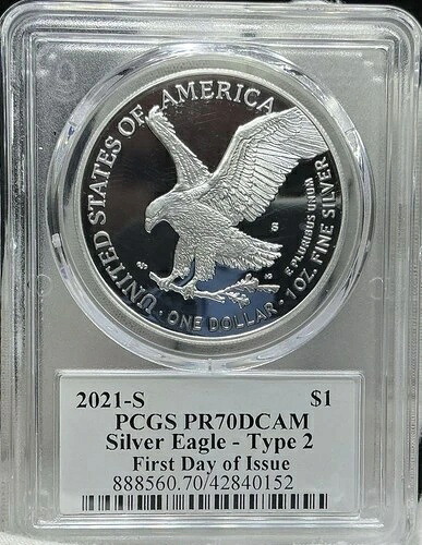 2021 S $1 シルバーイーグル タイプ2 発行初日 PCGS PR70 DCAM トーマス・クリーブランド