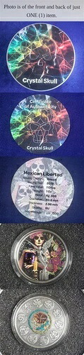 2018年 メキシコ リベルタッド クリスタルスカル ルテニウムカラー 1オンス シルバーボックス COA 241493