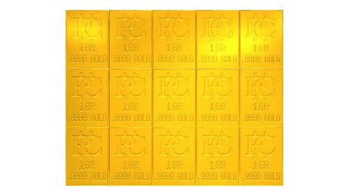 1グラムの貴金属金スナップバーが15Kに分割
