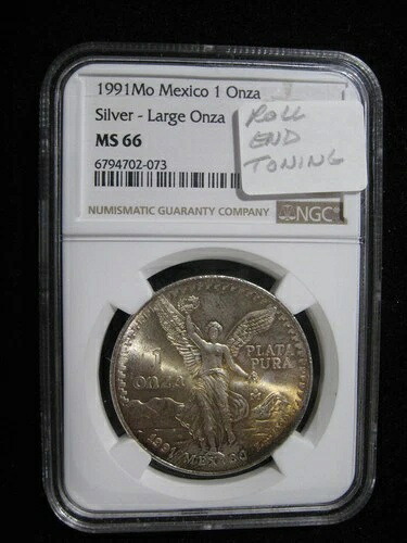 1991年 メキシコ シルバー オンザ リベルタッド NGC MS 66 良好な状態