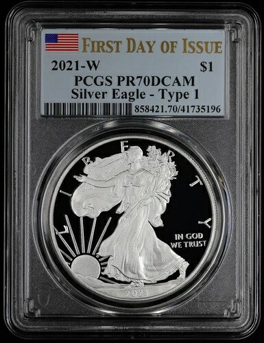 2021 W タイプ1 プルーフ アメリカン シルバー イーグル PCGS PR 70 発行初日 FDOI 59,400円