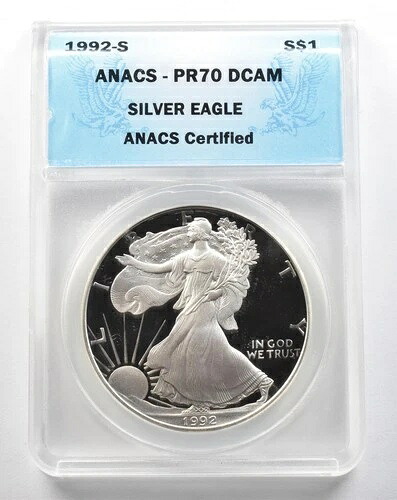 1992-S アメリカン シルバー イーグル PR70 DCAM ANACS *3835