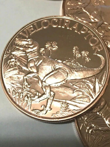 恐竜ヴェロキラプトル 1オンス銅貨 100オンス (6.25ポンド) REEDERSONG製