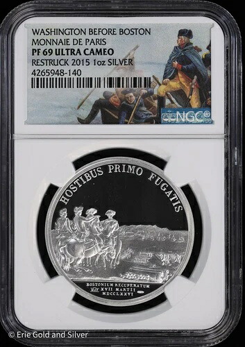 2015年 ワシントン・ビフォア・ボストン モネ・ド・パリ NGC PF 69 ウルトラカメオ リストライク社