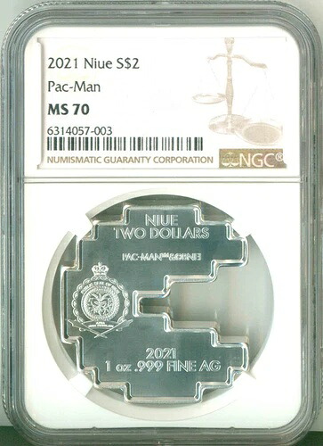 2021年ニウエS$2パックマン型コインNGC MS70