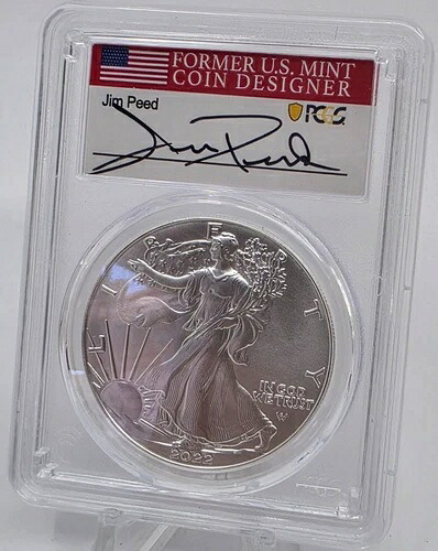 署名入り FDOI 2022 シルバーイーグル PCGS MS70 発行初日 ジム・ピード 署名入り