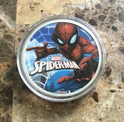 2017年 マーベル スパイダーマン 1オンス カラーライズド シルバー 箱付き。希少品