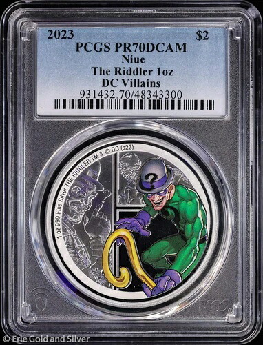 2023年 ニウエ プルーフ 2ドル 1オンス シルバー カラーライズ DCヴィランズ リドラー PCGS PR 70 DCAM