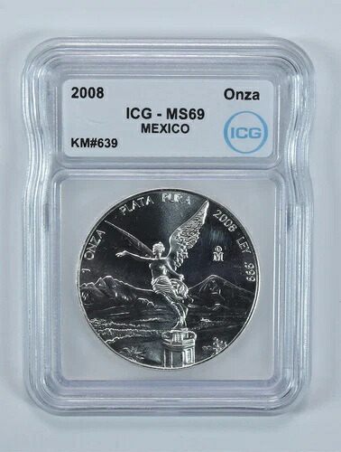 2008 Mo メキシコ 1 オンザ シルバー リベルタ MS69 ICG *5792