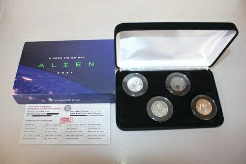 2021年ガーナ共和国宇宙人シルバー1/2オンス4枚セット（箱・品質保証書付き）70/1000