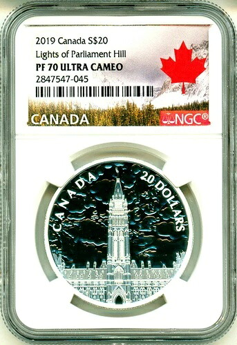 2019年 カナダ S$20 国会議事堂の灯り ブラックライト NGC PF70 UC ボックス COA & OGP
