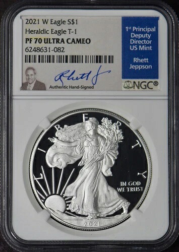2021-W T-1 アメリカン シルバー イーグル - NGC PF70UC ジェプソン サイン入り - ?COINGIANTS?