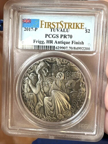 2017年 P ツバル FRIGG 2オンス PCGS PR 70 アンティーク仕上げ ハイレリーフ ファーストストライク