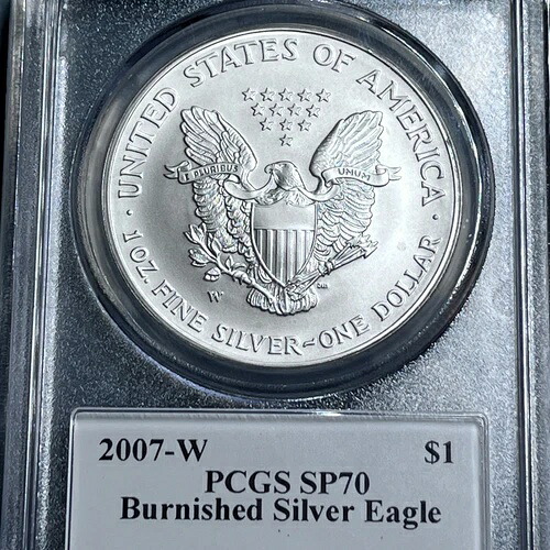 2007年 W シルバー イーグル バーニッシュ SP70 PCGS サイン入り MOY #295
