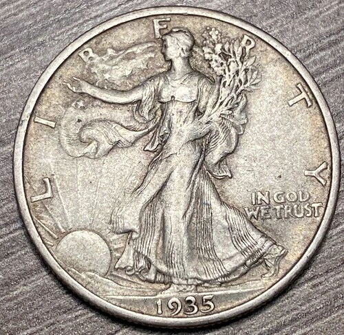 1935年 S ウォーキング・リバティ ハーフダラー VF/XF コンディション 90% シルバー セミキーデイトコイン 59,400円