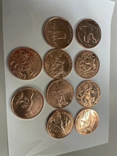 恐竜デザインミックス銅貨 1オンス 100枚入り (6.3ポンド) --REEDERSONG