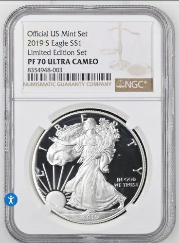 2019-S プルーフ シルバーイーグル NGC PF70 限定版プルーフセット 59,400円