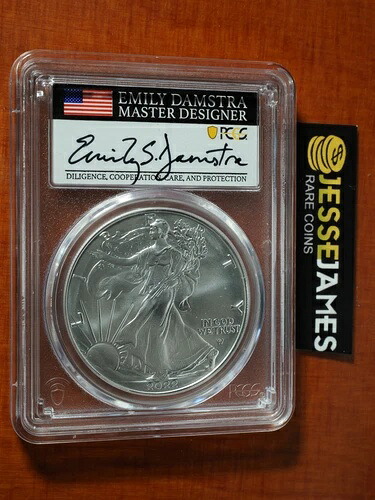 2022年 W バーニッシュド シルバー イーグル PCGS SP70 発行初日 エミリー・ダムストラ サイン入り