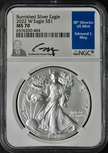 2022-W バーニッシュド アメリカン シルバー イーグル - NGC MS70 - Moy サイン - ?COINGIANTS?