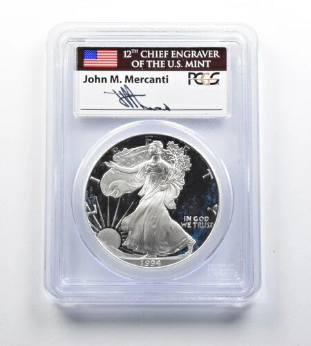 PR69 DCAM 1994-P アメリカン シルバー イーグル マーカンティ サイン入り PCGS *0254