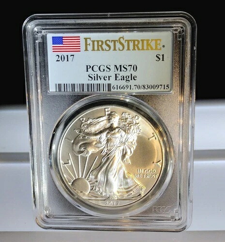 2017年 1ドル シルバーイーグル PCGS MS70 ファーストストライク フラッグラベル