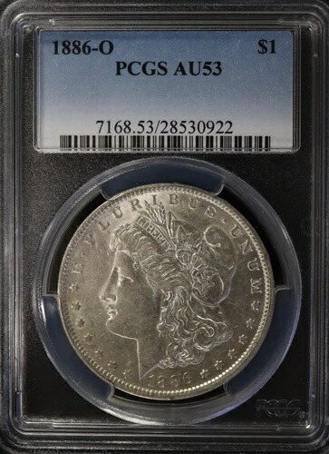 1886-O モーガン シルバー ダラー PCGS AU53 - 美しいブラスト ホワイト コイン!!