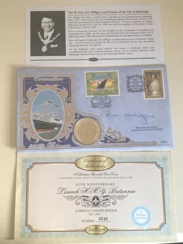 1998年 純銀 1オンス 2ポンド ブリタニア・ベンハム 初日カバー FDC サイン入り