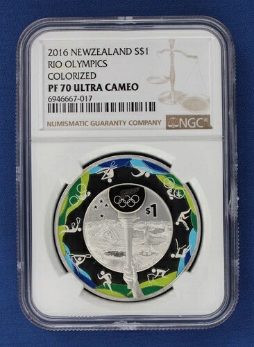 2016年ニュージーランド 1オンス プルーフ 1ドル銀貨「ロード・トゥ・リオ」NGC PF70 COA付き